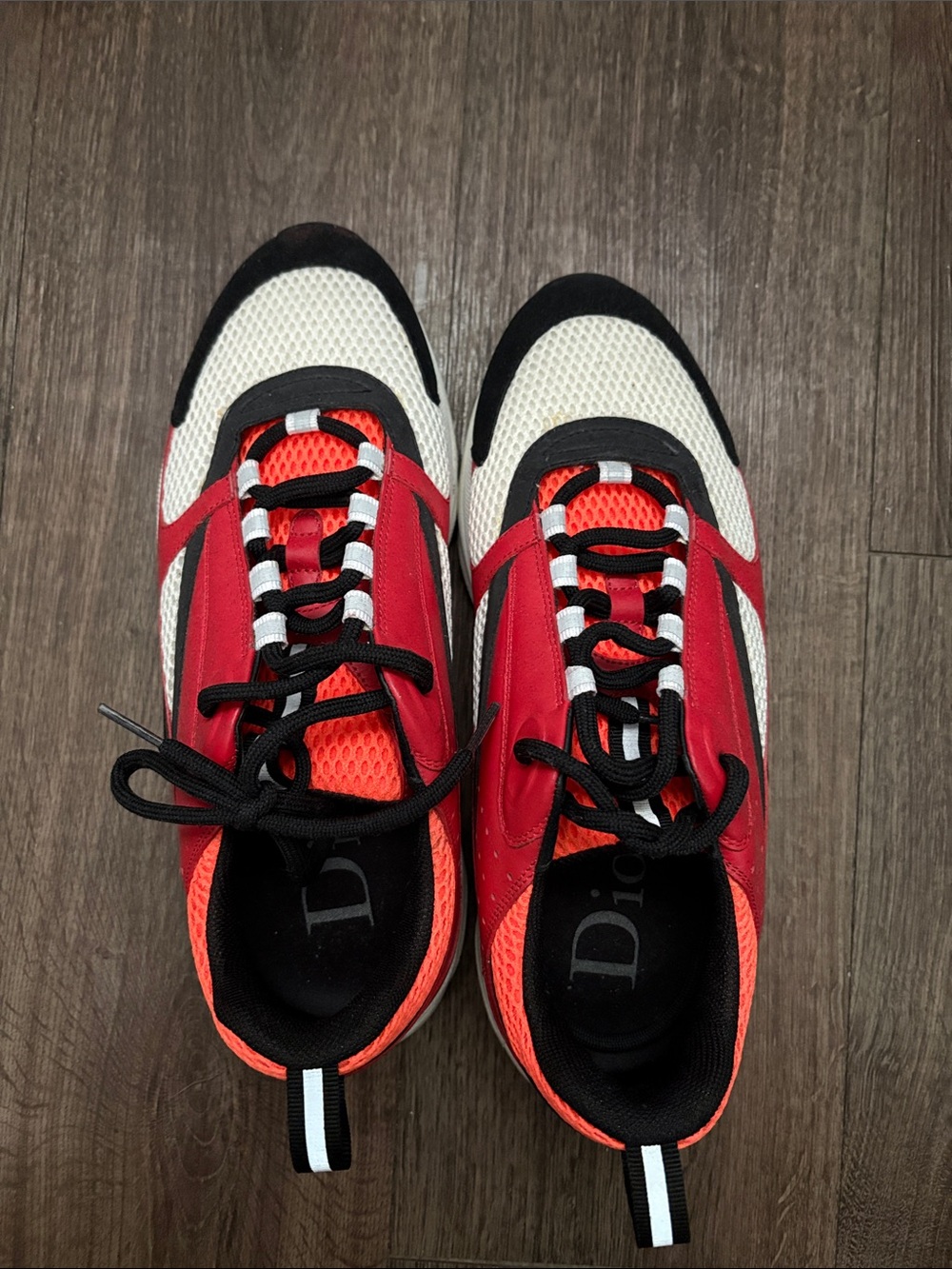 Dior Men's Red, Black & White Low-Top Sneakers